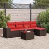 vidaXL 6 Piece Patio Sofa Set with Cushions Brown Poly Rattan
