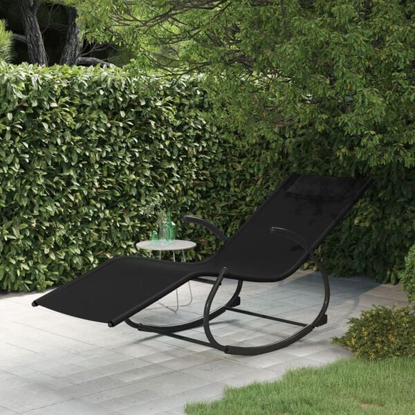 vidaXL Sun Lounger Black Powder-coated steel, textilene Medium