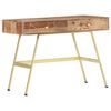 vidaXL Writing Desk Natural and brass Solid Acacia wood