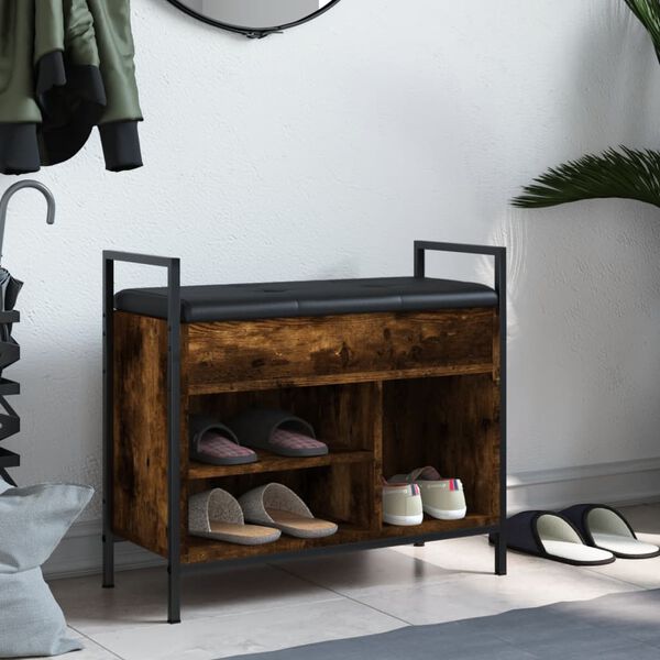 vidaXL Shoe Bench Smoked Oak and Black