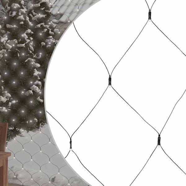 vidaXL LED Net Light Cold white, Green PVC 9.8 x 9.8 ft