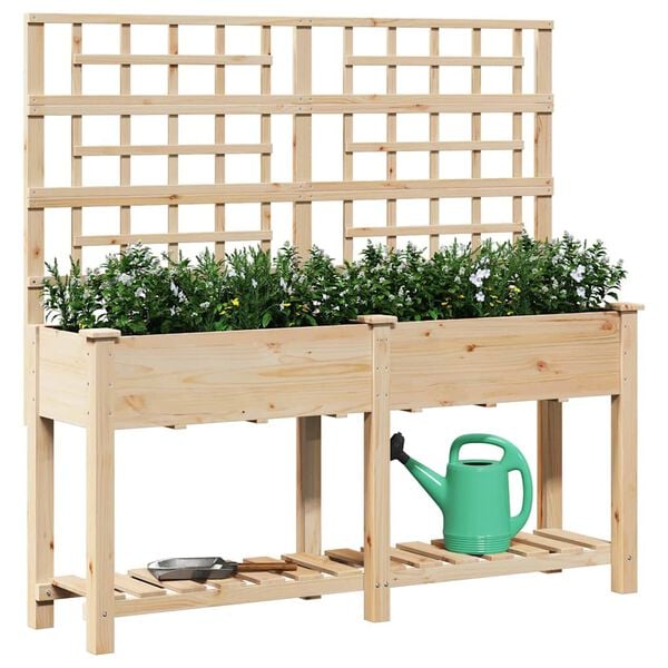 vidaXL Garden Planter Beige 63.39 x 18.11 x 60.04 in Solid Fir Wood