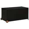 vidaXL Storage Box Black Poly Rattan, Solid Acacia Wood, Powder-Coated Steel
