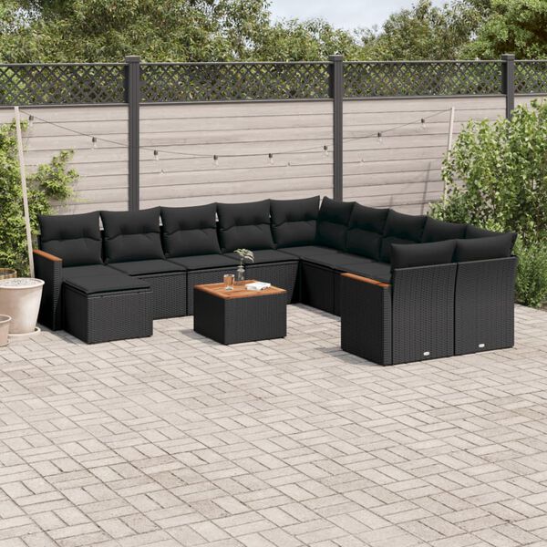 vidaXL Garden Sofa Set Black