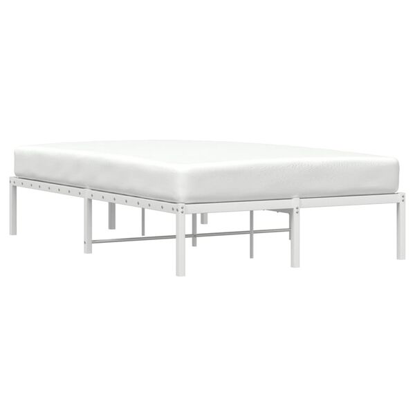 vidaXL Bed Frame White Steel Full Bed Frame Rectangular Modern