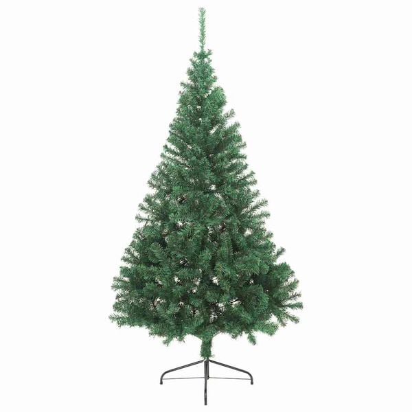 vidaXL Artificial Half Christmas Tree Green PVC, Steel Large Foldable