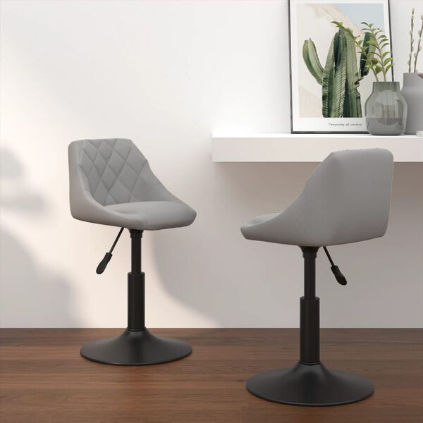 vidaXL Swivel Dining Chair Set of 2 Light Grey Velvet, Steel