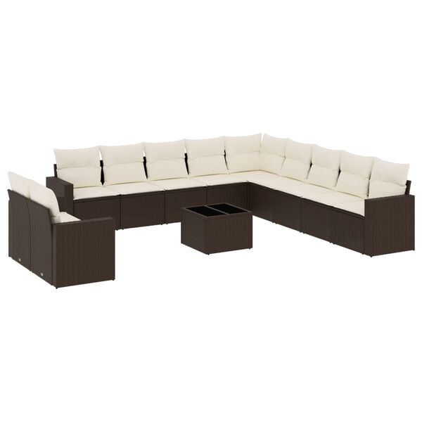 vidaXL Garden Sofa Set Brown PE rattan Removable Covers Garden Sofa Set