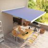 vidaXL Retractable Awning Blue and White Aluminum, Polyester