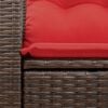 vidaXL Patio Sofa with Cushions 2-Seater Brown Poly Rattan