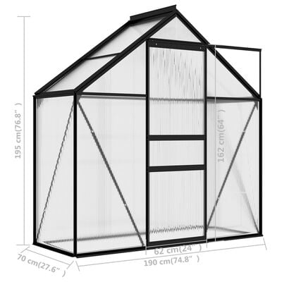 vidaXL Greenhouse Anthracite Aluminum 14.3 ft²