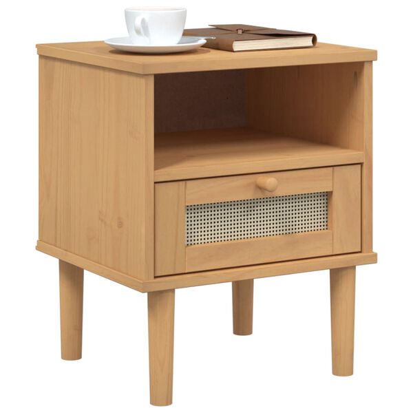 vidaXL Bedside Cabinet Brown Solid pine wood Small Bedside Cabinet