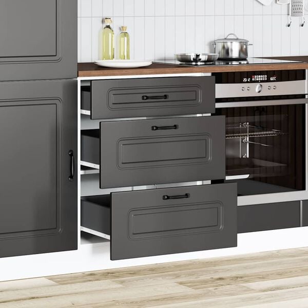 vidaXL Kitchen Base Cabinet Black Engineered wood Medium Adjustable Feet