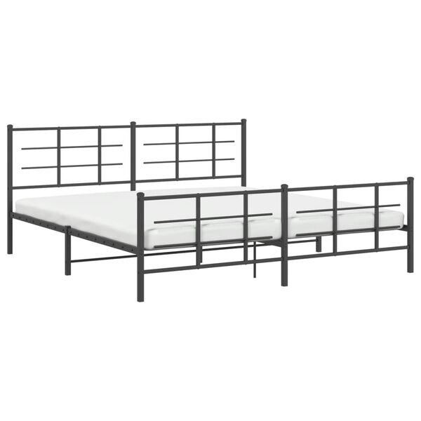 vidaXL Bed Frame Black Steel Double Bed Frame Rectangular Modern
