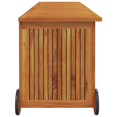 vidaXL Patio Storage Box with Wheels 59.1"x19.7"x22.8" Solid Wood Acacia