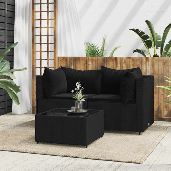 vidaXL Patio Lounge Set Black