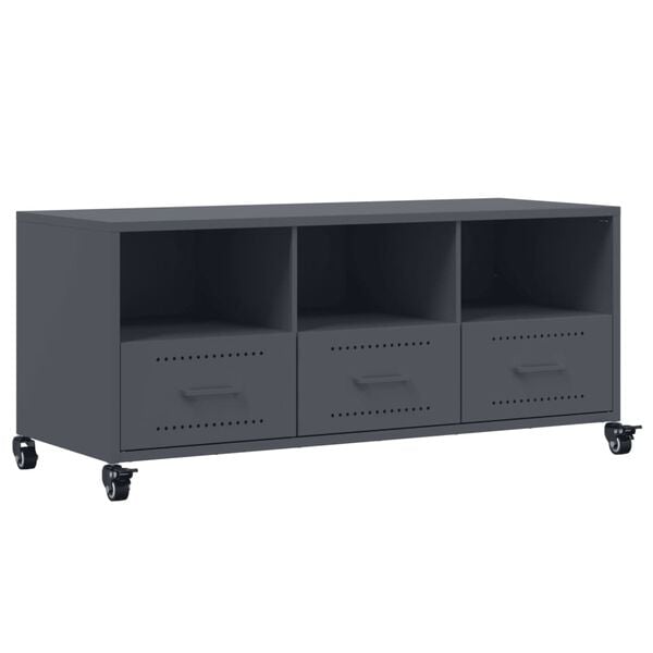 vidaXL TV Cabinet Anthracite Cold-rolled steel Medium Rollable