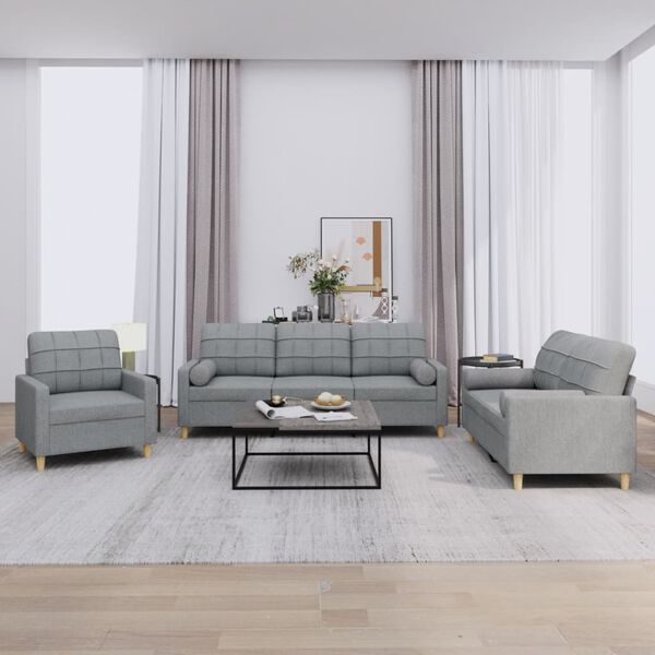 vidaXL Sofa Set Light grey Polyester, metal, textilene, plywood