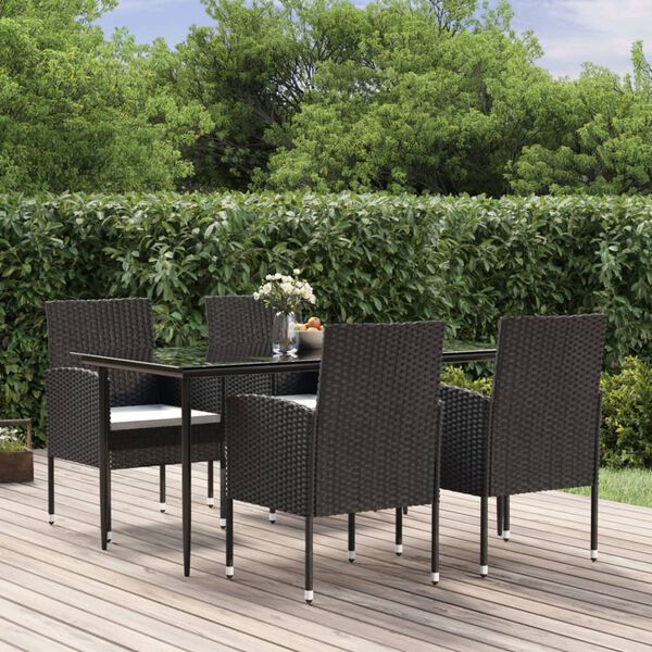 vidaXL Garden Dining Set Black, Cream White