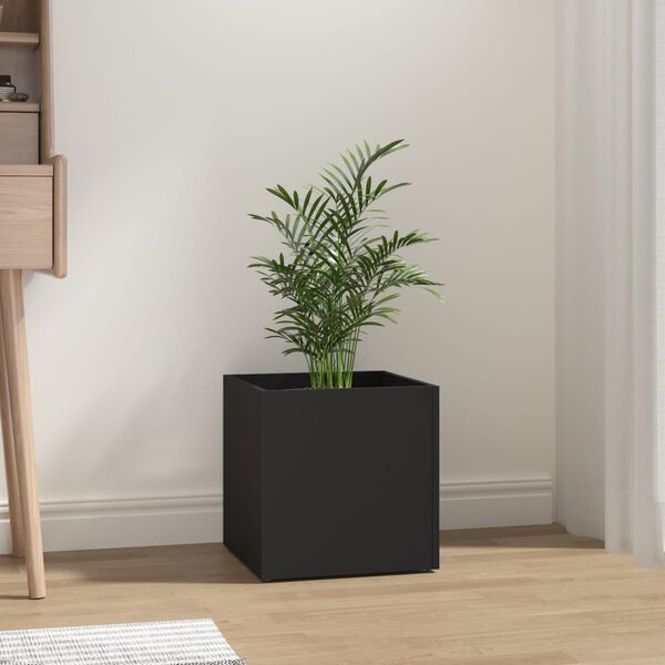 vidaXL Planter Box Black Engineered Wood 15.7x15.7x15.7 in Square
