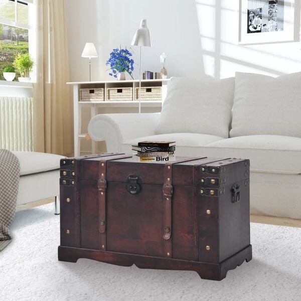 vidaXL Chest Brown Wood and Engineered wood Large Portable Chest