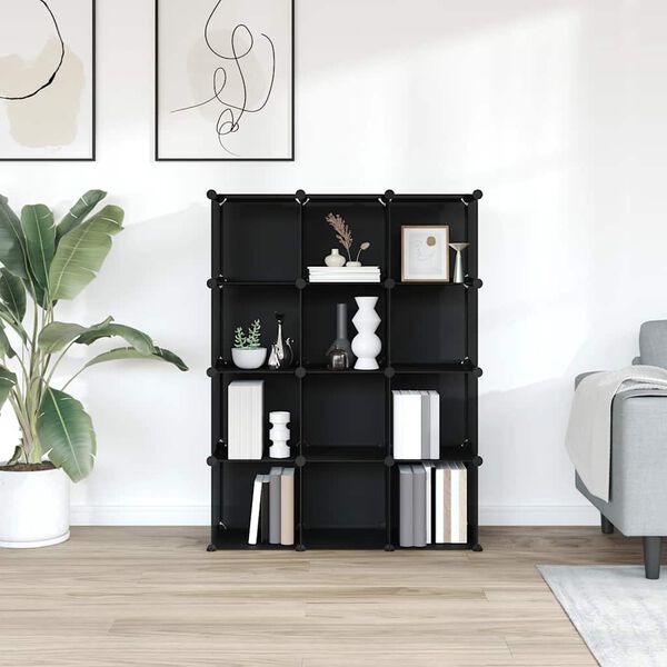 vidaXL Storage Cube Organizer Black Polypropylene, Steel