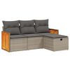 vidaXL Garden Sofa Set Gray PE Rattan 4 Piece Set Modular