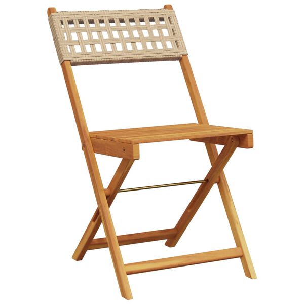 vidaXL Garden Chair Set of 4 Beige Solid acacia wood, PE rattan One Size