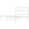 vidaXL Bed Frame White Steel Twin Bed Frame Rectangular Traditional