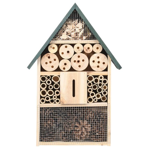 vidaXL Insect Hotel Natural wood Firwood, Bamboo 12.2 x 3.9 x 18.9 in