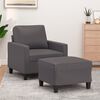 vidaXL Sofa Chair With Footstool Grey Faux Leather Modern Sofa Chair
