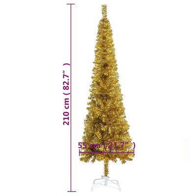 vidaXL Slim Christmas Tree Gold 7 ft