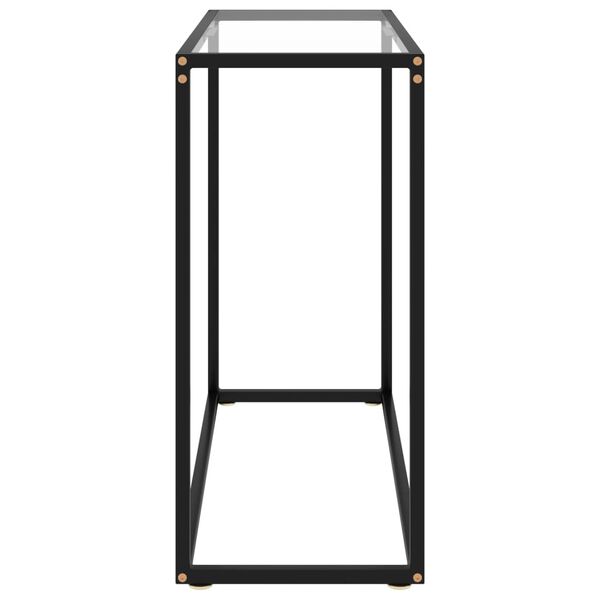 vidaXL Console Table Transparent, Black Toughened Glass, Powder-Coated Steel