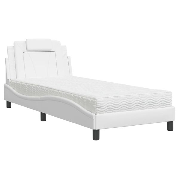 vidaXL Bed White Faux leather 35.4 x 74.8 in Reversible Bed