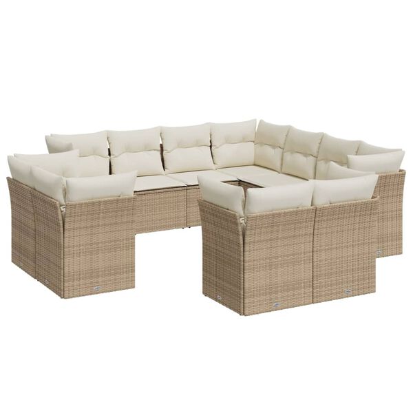 vidaXL Garden Sofa Set Beige Poly Rattan Large Modular Garden Sofa Set