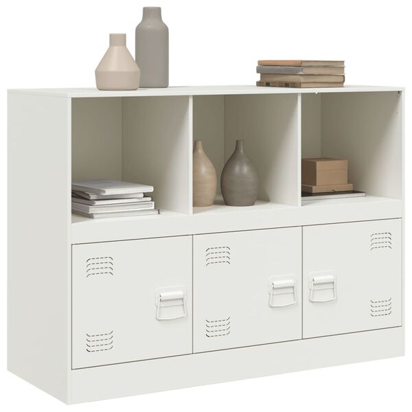 vidaXL Sideboard White Cold-rolled Steel Medium Modern Cabinet