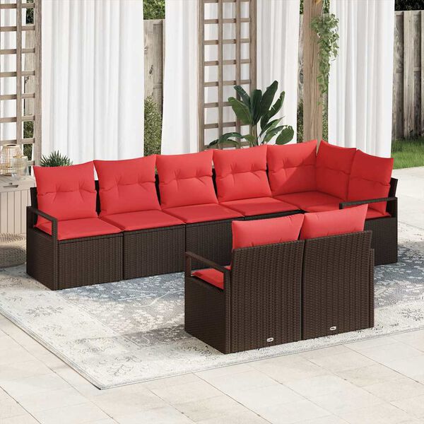 vidaXL Sofa Set 8 pcs Brown Poly Rattan