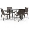 vidaXL Garden Dining Set Brown, Black, Cream White