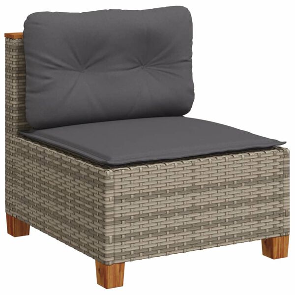 vidaXL Garden Sofa Set Grey PE Rattan 4 Piece Set Modular
