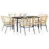 vidaXL 7 Piece Patio Dining Set Brown Poly Rattan Glass