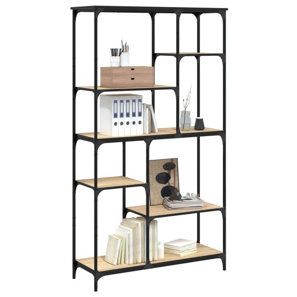 vidaXL Bookshelf Sonoma oak Engineered wood, Steel 39 x 14 x 69.3 in