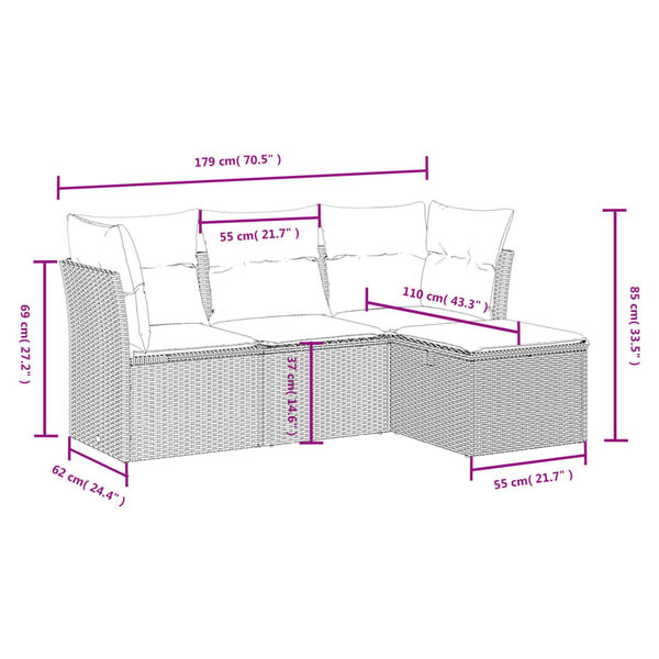 vidaXL Garden Sofa Set Black