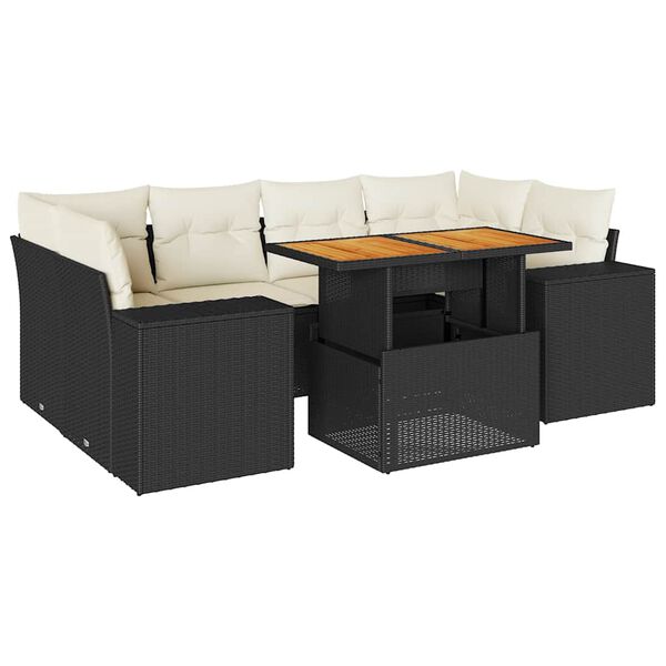 vidaXL Garden Sofa Set Black, Cream White