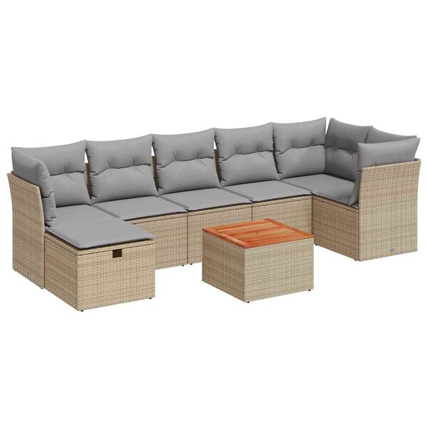 vidaXL Garden Sofa Set Beige, Light Grey