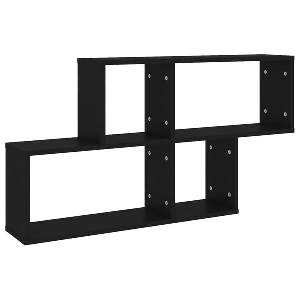 vidaXL Wall Shelf Black Engineered Wood Medium Wall mounting