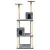 vidaXL Cat Tree Light gray Engineered wood, plush, sisal 55.5 in tall