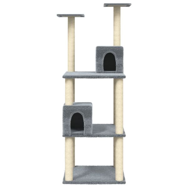 vidaXL Cat Tree Light gray Engineered wood, plush, sisal 55.5 in tall
