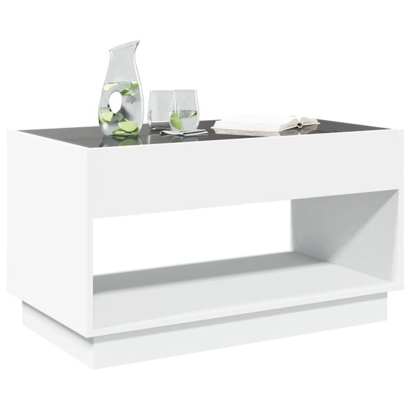 vidaXL Coffee Table White Engineered wood, Glass Medium