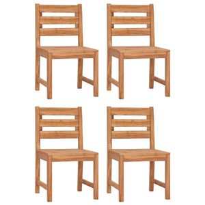 vidaXL Garden Chair Set of 4 Warm brown Solid teak wood Standard