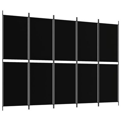 vidaXL 5-Panel Room Divider Black 98.4"x70.9" Fabric